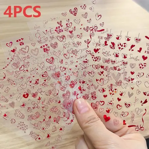 Image de Autocollants Ongles Cœur 3D - Saint Valentin