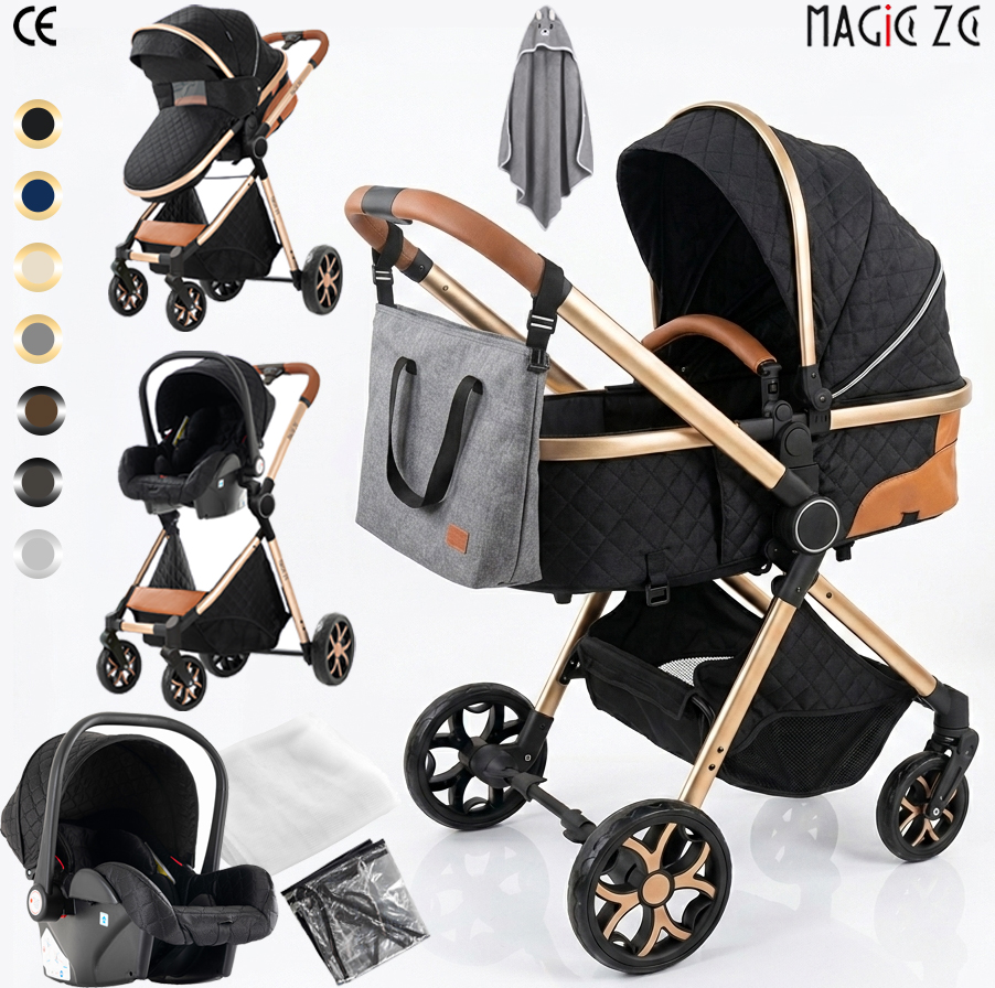 Image de Poussette 3 en 1 Compacte Légère - Pliage Facile & Capote Spacieuse