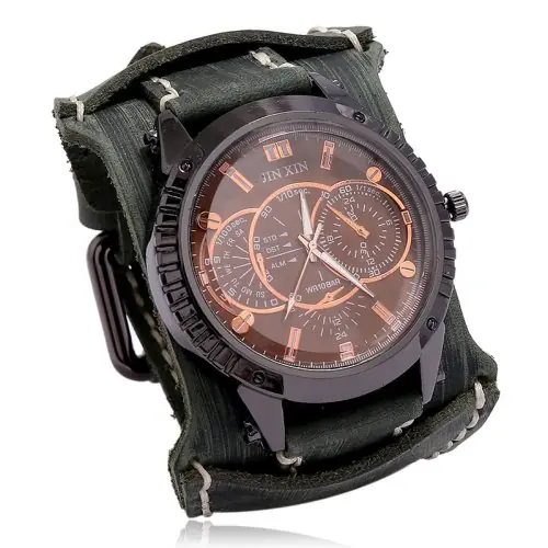 Image de Montre Homme Luxe Grand Cadran - Cuir Véritable & Quartz