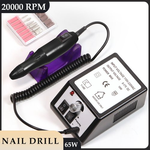 Image of Professional 20000 RPM Nail Drill Machine Set with Precision Bits, Gel Polish Remover Tools, Low-Noise Motor & Complete Nail Care Kit for Salon-Quality Manicures at Home