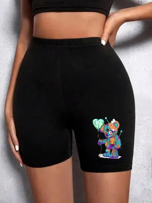 Image de Leggings Courts Ours Peluche - Style Drôle & Tendance