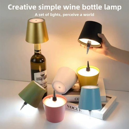 Image of Elegant Wireless Bottle Table Lamp with Touch Control, 3 Color Modes & Stepless Dimming – Stylish Night Light for Outdoor Bars, Wine Bottle Decor, and Desk Lighting