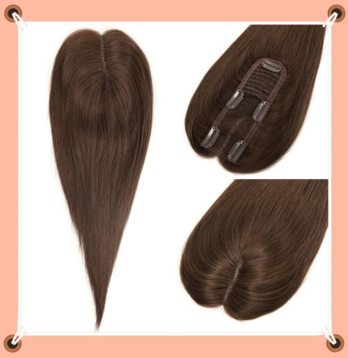Image of Natural Remy Human Hair Lace Topper for Women – 2x6 Inch Lightweight Hair Piece to Conceal Thinning Hair
