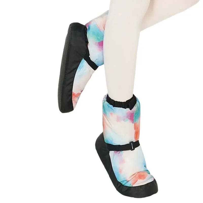 Bild von Frauen Wärmende Bootie-Schlupfschuhe mit Riemen – Tanzschuhe mit PVC-Außensohle für Winter, Praxis und Training in großen Größen
