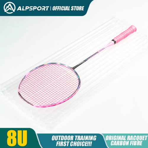 Immagine di Racchetta da Badminton Alp BBQ3 0 T800 8U in Fibra di Carbonio Leggera e Offensiva, 32 lbs, Ideale per Principianti e Studenti con Tecnologia Quick Rebond Shaft