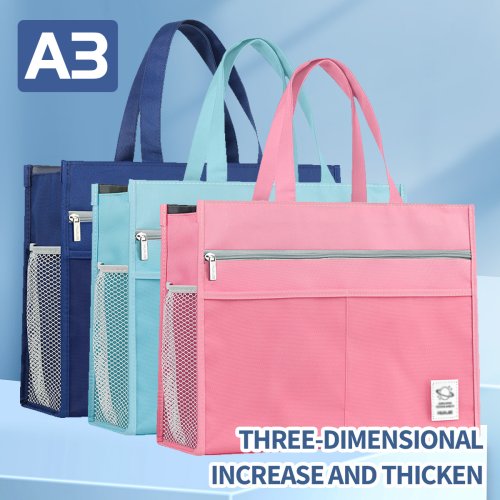 Imagen de Bolsa de Almacenamiento Portátil Multifuncional de Tela Oxford para Artistas, Ideal para Bocetos A3 y Archivos 8K, con Gran Capacidad, Disponible en Azul Claro, Rosa y Azul – Accesorio Perfecto para Oficina y Viajes