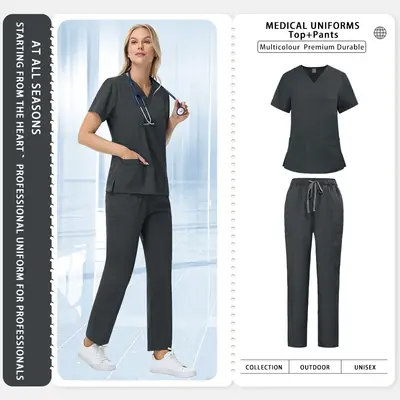 Image de Uniforme Médical 2 Pièces Unisexe - Pratique & Confortable