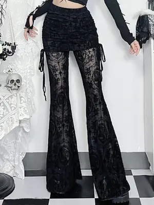 Image de Pantalon Gothique Évasé Femme - Style Emo & Grunge