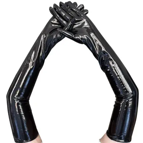 Image de Gants Longs en Cuir Verni Gothique - 53 cm