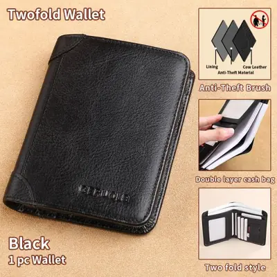 Image de Portefeuille Homme Mince en Cuir RFID - Marron Foncé