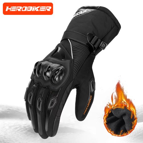 Image of Premium Winter Motorcycle Gloves with Thick Velvet Lining – Windproof, Waterproof, Anti-Slip Full-Finger Riding Gloves for Men and Women