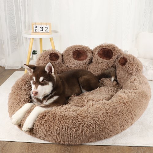 Image of Cozy Fluffy Pet Bed with Warm Plush Lining – Large Winter Dog Bed & Cat Sofa Basket for Indoor Pets, Soft Kennel Mat for Puppies and Small Animals