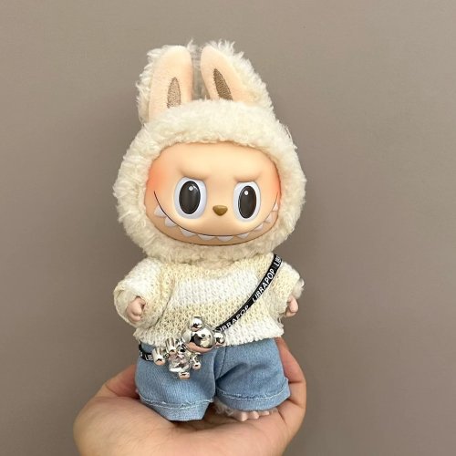 Image of Adorable 17cm Labubu Doll Clothes Set - Cute Overalls, Skirt & Suit Outfits V1 V2 V3 DIY Fashion Accessories for Creative Play