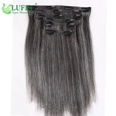 Image de Extensions Cheveux Humains Lisses Sans Couture - Trame de Peau Grise