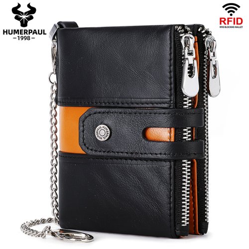 Imagen de Cartera de Cuero Genuino para Hombre - Monedero de Viaje con Protección RFID, Estilo Moderno y Funcional