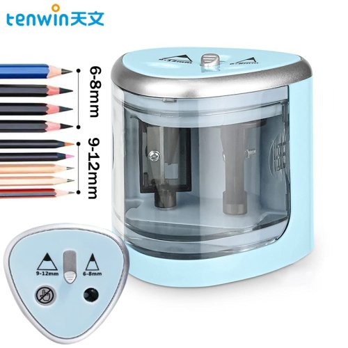 Immagine di Temperamatite Elettrico Automatico a Doppio Foro con Interruttore - Ideale per Ufficio, Studio e Scuola
