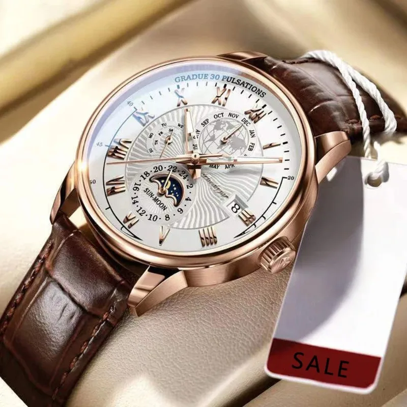 Immagine di Orologio Uomo Lusso con Cronografo e Fasi Lunari