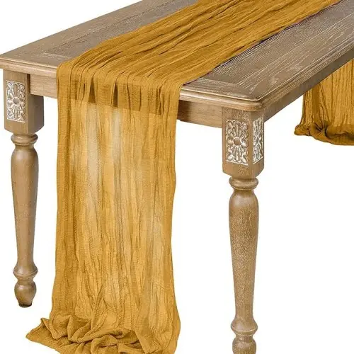 Image de Chemin de Table Vintage en Gaze Transparente