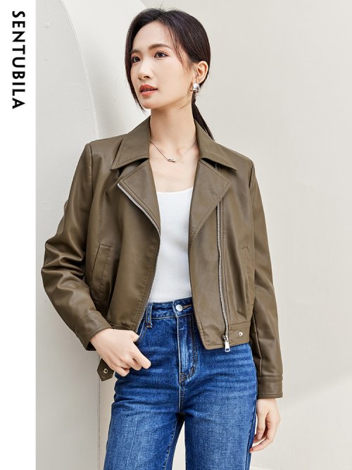 Image de Blouson Aviateur Femme Similicuir - Style Vintage & Zippé