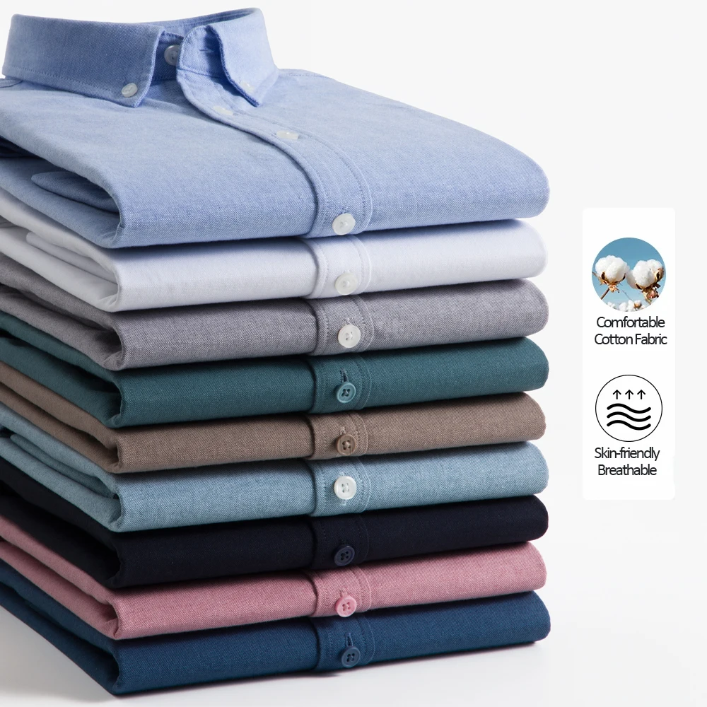 Image de Chemise Homme Coton Oxford Ajustée - Style Décontracté & Élégant