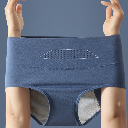 Image of Natural Cotton High-Waisted Menstrual Underwear for Women – Leak-Proof, Plus Size Period Pants with Extra Absorbency