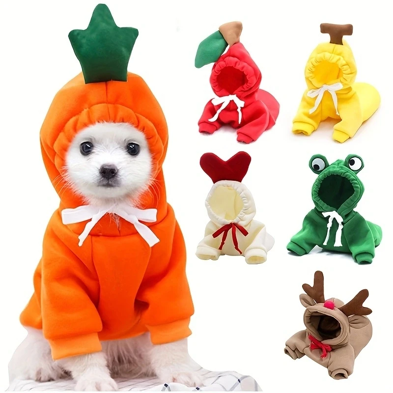 Imagen de Sudadera con Capucha de Fruta para Perros Pequeños y Gatos – Ropa Cálida y Estilo Divertido para Mascotas Chihuahua, French Bulldog y Más
