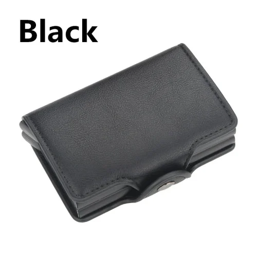 Imagen de 12 ranuras para tarjetas Magic Anti RFID doble caja de aluminio automáticamente PU cartera de cuero ...