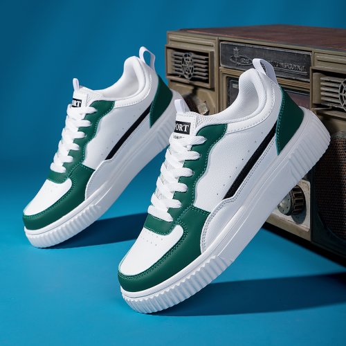 Immagine di Scarpe da Uomo Estive Traspiranti e alla Moda: Sneakers Casual Bianche con Suola Spessa Antiscivolo per Giovani