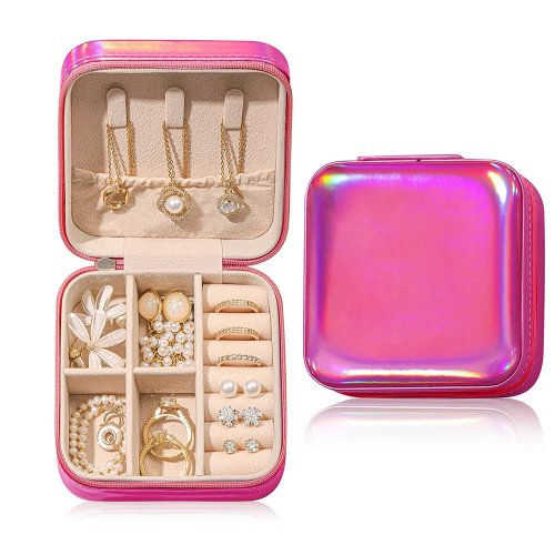 Image of Portable Travel Jewelry Organizer Box with Compartmentalized Storage for Necklaces, Earrings, Rings – Elegant Display Case for Women, Ideal Gift for Travel Essentials