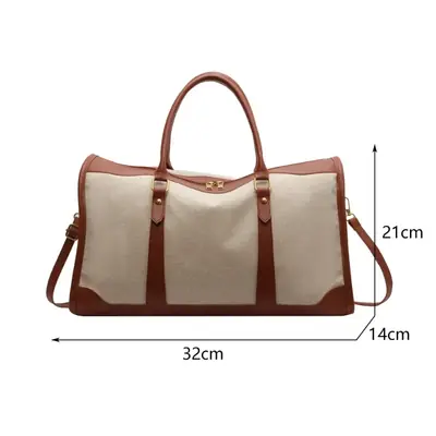 Image de Sac de Voyage Femme Vintage - Grand Sac Bandoulière en Nylon & Cuir PU