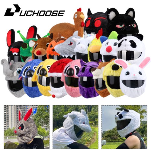 Image de Casque Moto Peluche Dessin Animé - Protection Douce & Originale