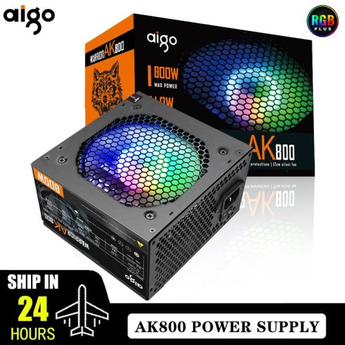 Aigo AK PC Netzteil 500W bis 1000W – Hochleistungs-ATX-Netzteil mit 120mm RGB-Lüfter für Gaming-PCs und BTC-Mining, 220V, kompatibel mit Desktop-Computern