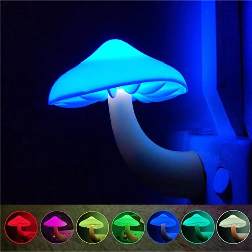 Image of Mushroom-Shaped Night Light with Light Sensor – Soft Glow Wall Lamp for Kids' Room, Bedside Decoration, Perfect Christmas Gift with US & EU Plug