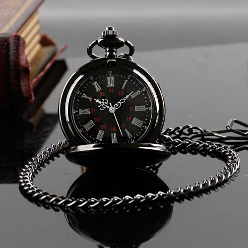 Imagen de Reloj de bolsillo de cuarzo de acero liso con cadena Fob, pulsera Vintage romana, colgante, para regalo, Steampunk, nueva moda