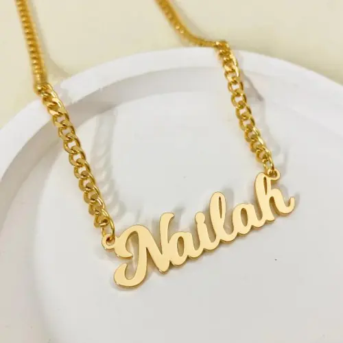 Image de Collier Personnalisé avec Nom - Chaîne Cubaine en Acier Inoxydable