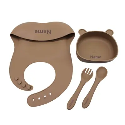 Image de Vaisselle Enfant Personnalisée - Bol, Fourchette & Cuillère en Silicone