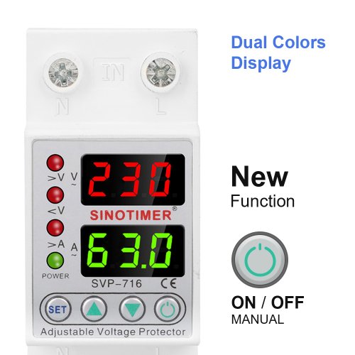 Immagine di Relè di Protezione Regolabile 220V/230V - Doppio Display DIN