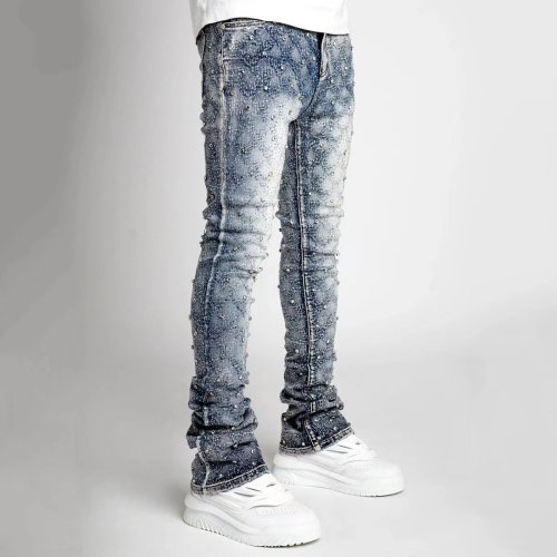 Immagine di Jeans Skinny Blu con Perle e Strass - Moda Uomo 2024