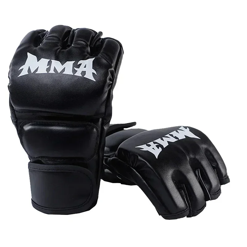 Imagen de Guantes de Entrenamiento Profesional para Boxeo y Sanda con Cojín de Cuero, Medio Dedo, Ideales para UFC, Bolsa de Arena y Protección de Nudillos