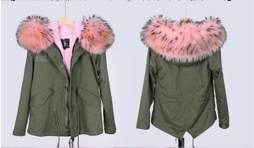 Bild von Eleganter Pelzmantel mit Waschbärkragen für Frauen