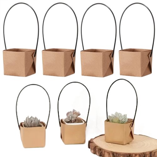 Image de Boîte en Papier Kraft pour Succulentes - Déco Élégante & Pratique