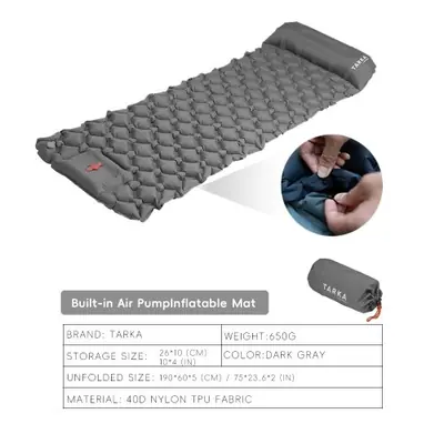 Matelas de Camping Auto-Gonflant avec Oreiller