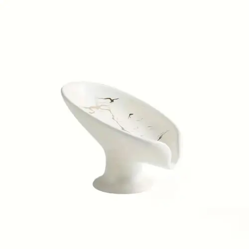 Image de Porte-Savon Auto-Drainant Céramique - Design Feuille Marbre