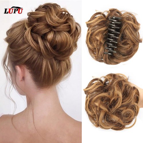 Afbeelding van LUPU Synthetische Chignon Messy Bun Claw Clip in Haarstuk Golvend Krullend Haar Broodje Paardenstaart Extensions Chouchou Haarstukken voor Vrouwen