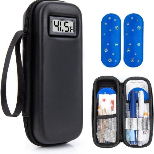 Bild von Wiederverwendbare Reiseetui für Insulinkühler mit Thermometer-Display – Wasserdichte Medikamenten-Organizer-Tasche für Diabetiker