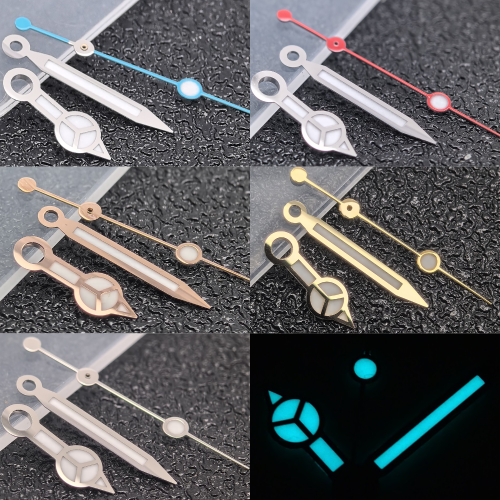 Imagen de Manecillas Luminosas de Color Azul Hielo con Agujas en Oro Rosa y Plata para Relojes de Buceo Profundo - Accesorios Modificados para Movimientos NH35A y NH36