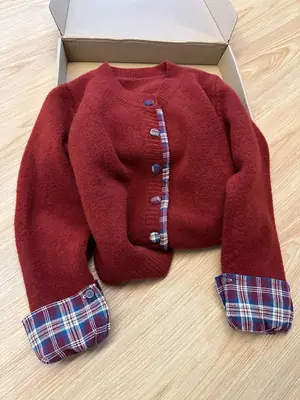Image de Pull à Carreaux Faux Cardigan Femme - Style Coréen Automne/Hiver