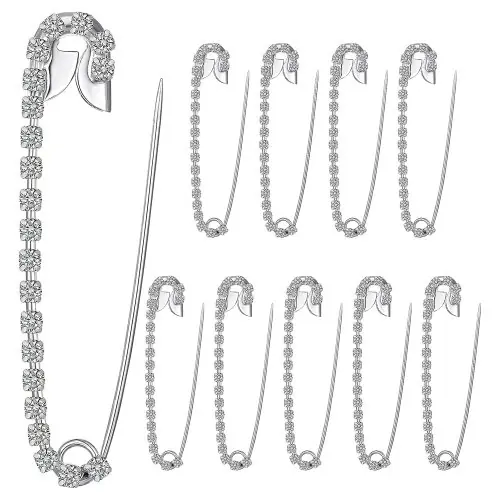 Image de Épingles de Sûreté Strass Argent - 10 Pièces