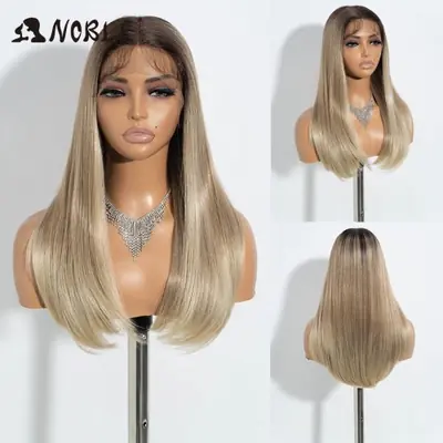 Image de Perruque Bob Blonde Ombré 22 Pouces - Cheveux Lisses Synthétiques