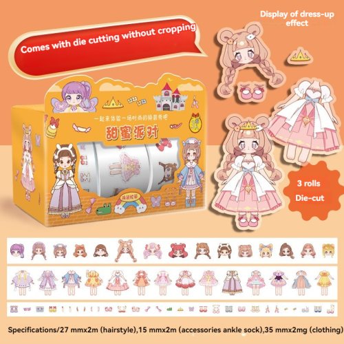 Afbeelding van Leuke Prinses Aankleden Sticker Set met Cartoon Karakter, Washi Tape en Creatieve Kleding Decoratie voor Kinderen – Vrolijk Kerstcadeau